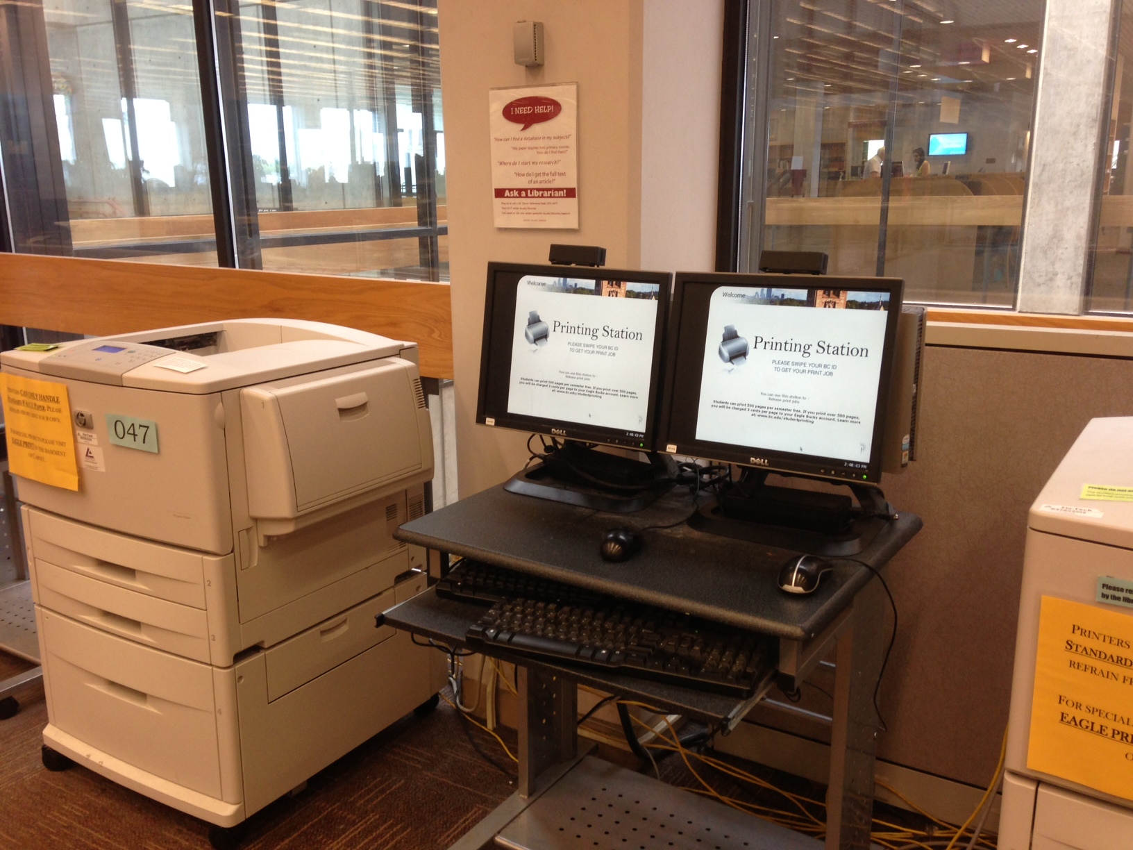 photo of print station on O'Neill Library level 3