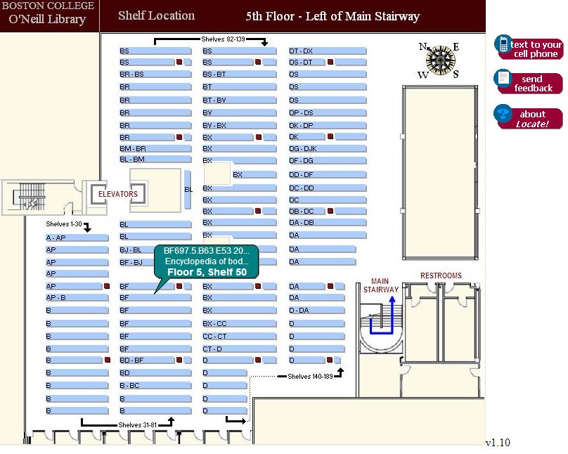 screenshot of online O'Neill Library map