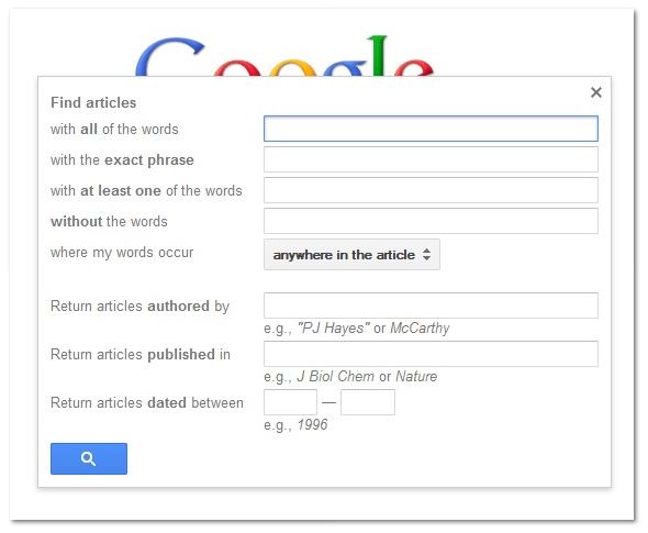 Google Scholar- Advanced Scholar Search