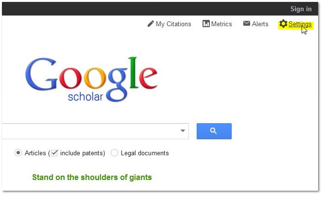Google Scholar- Scholar Preferences
