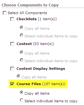 Click on the checkbox next to the Course files area.