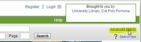 screeshot from Science Direct: click on advanced